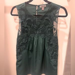 Chelsea 28 Lace Swing Top Blouse Shirt Sleeveless Hunter Green M